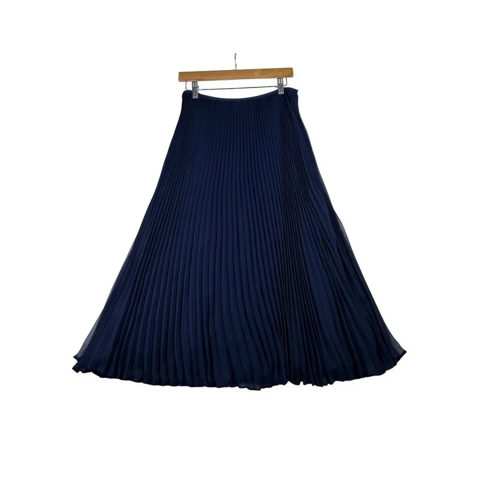 Polo Ralph Lauren Pleated Midi Skirt sz 8 Blue
